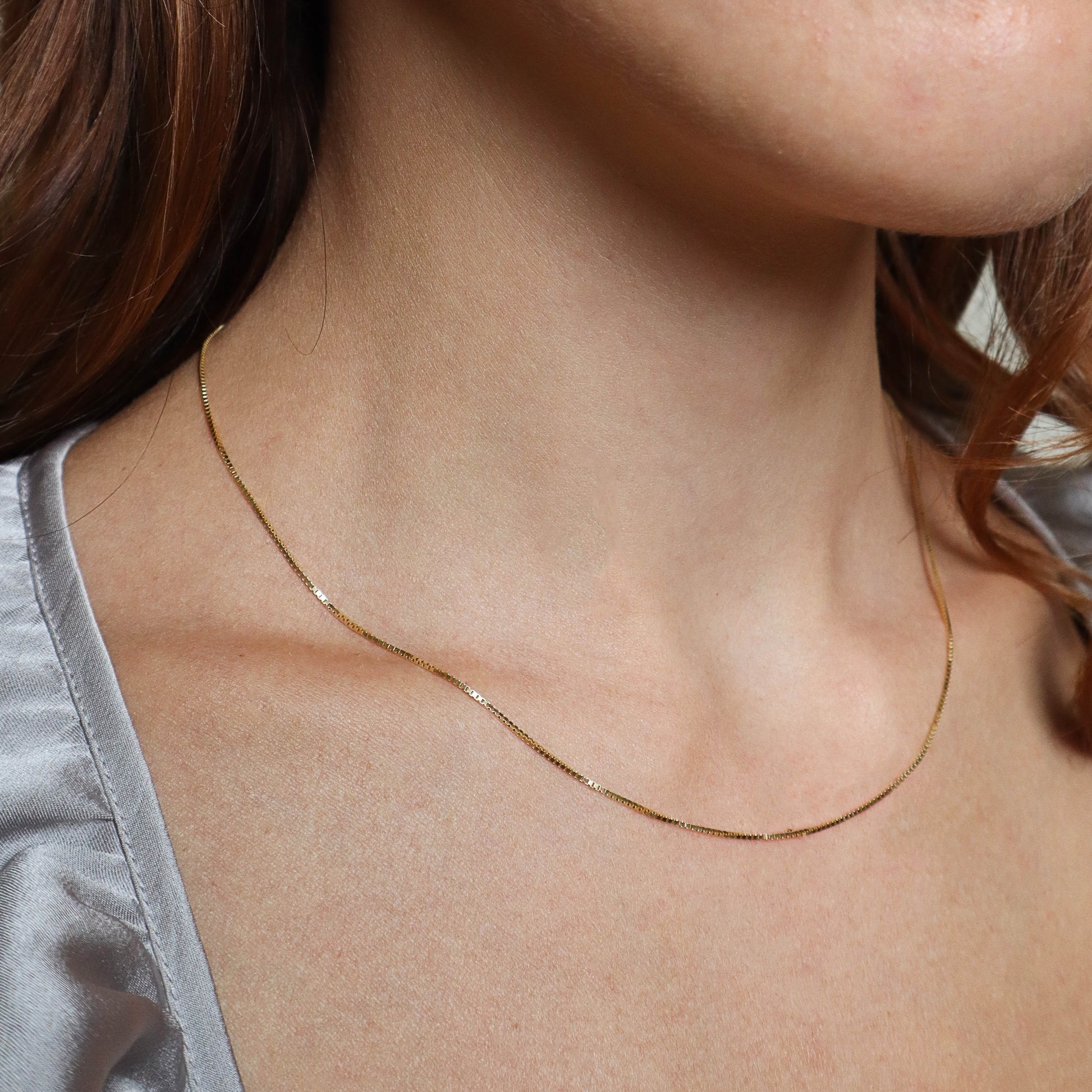 dainty 14k gold box chain