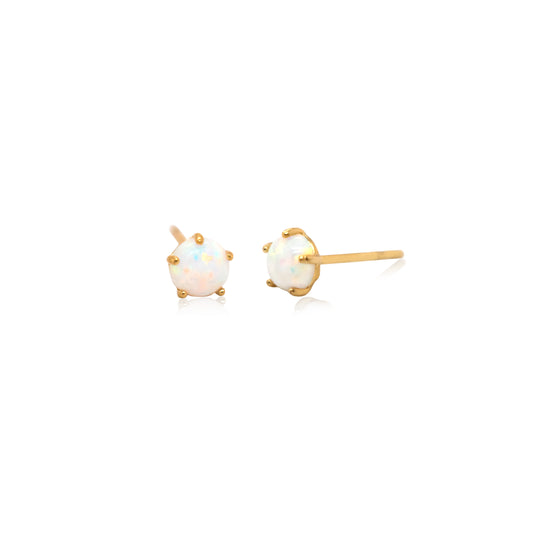 dainty gold opal stone stud earrings