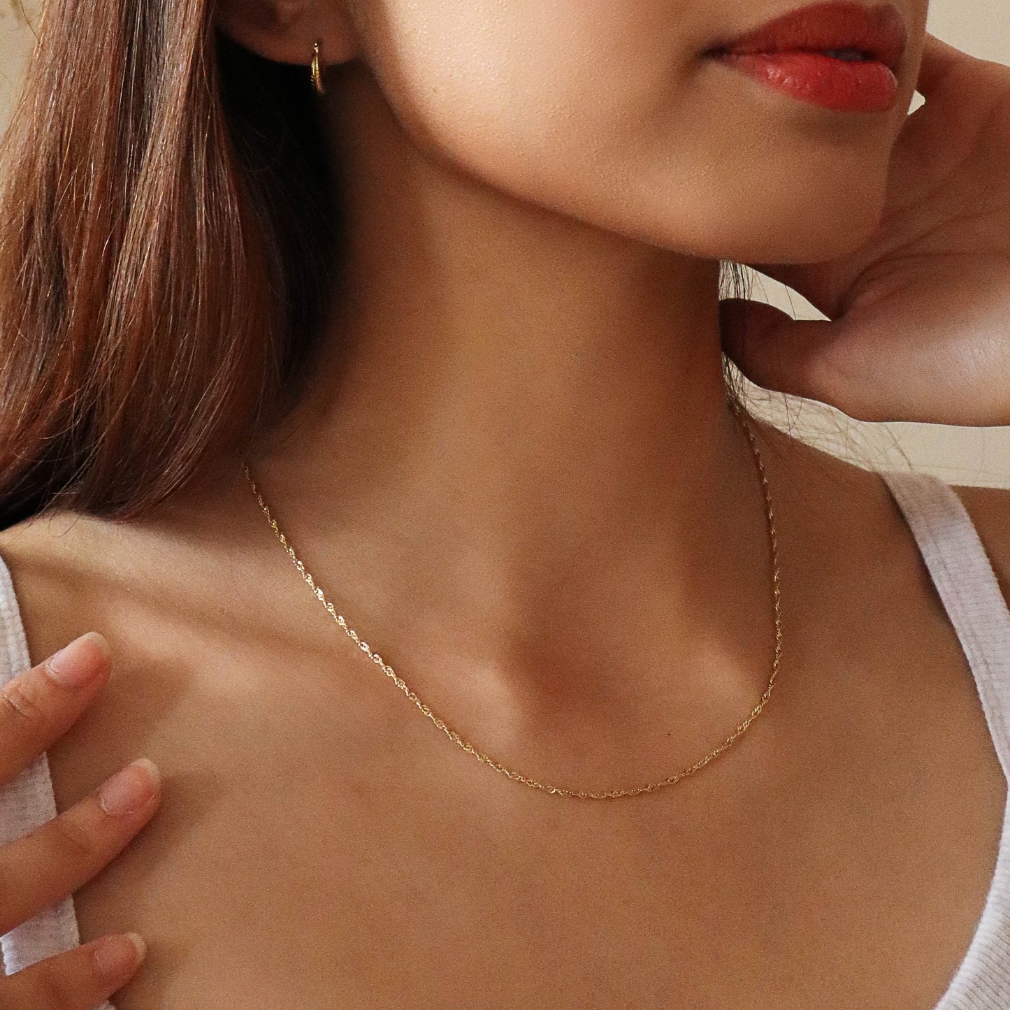 dainty 14k singapore gold chains