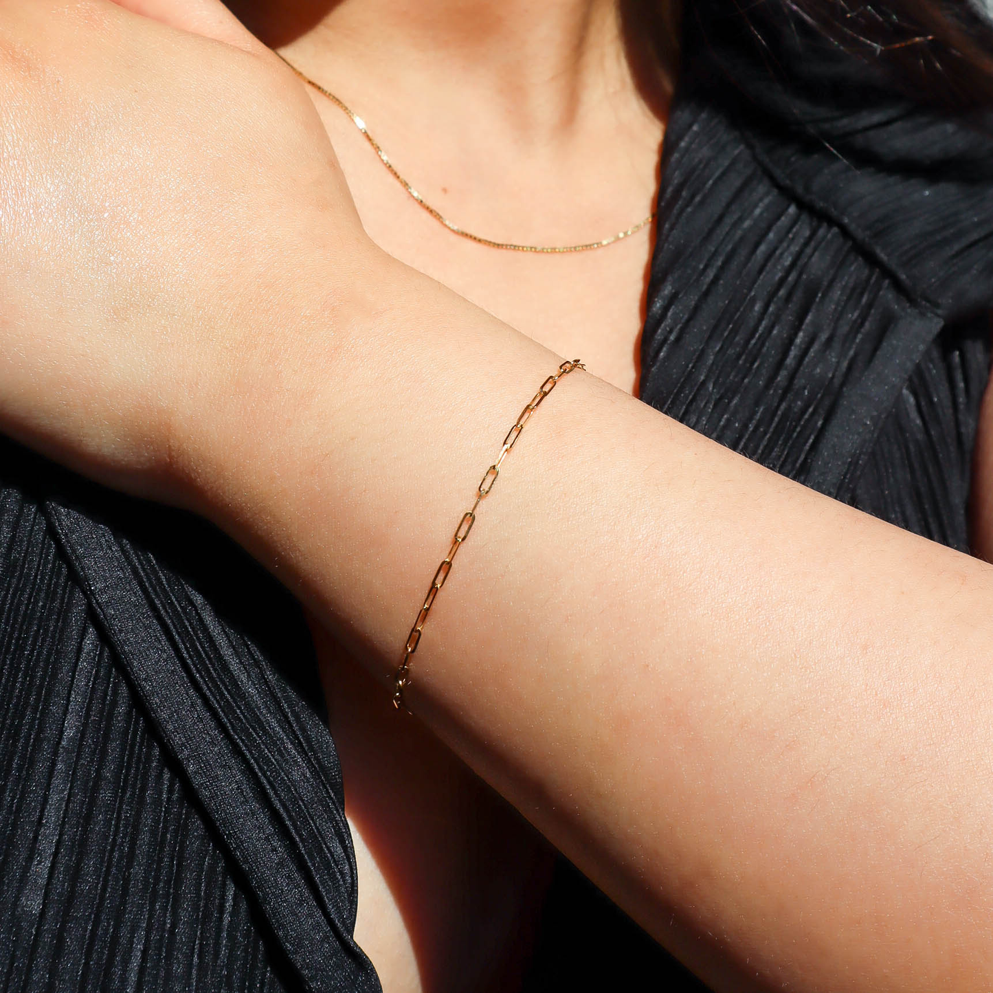 dainty mini paperclip chain bracelet