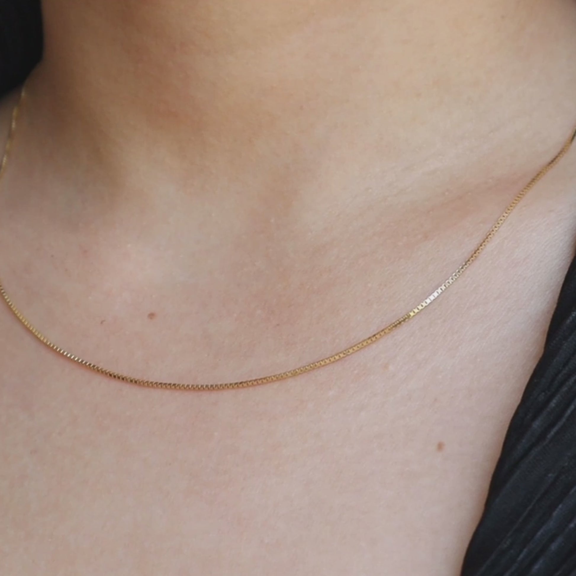 dainty box chain 14k gold