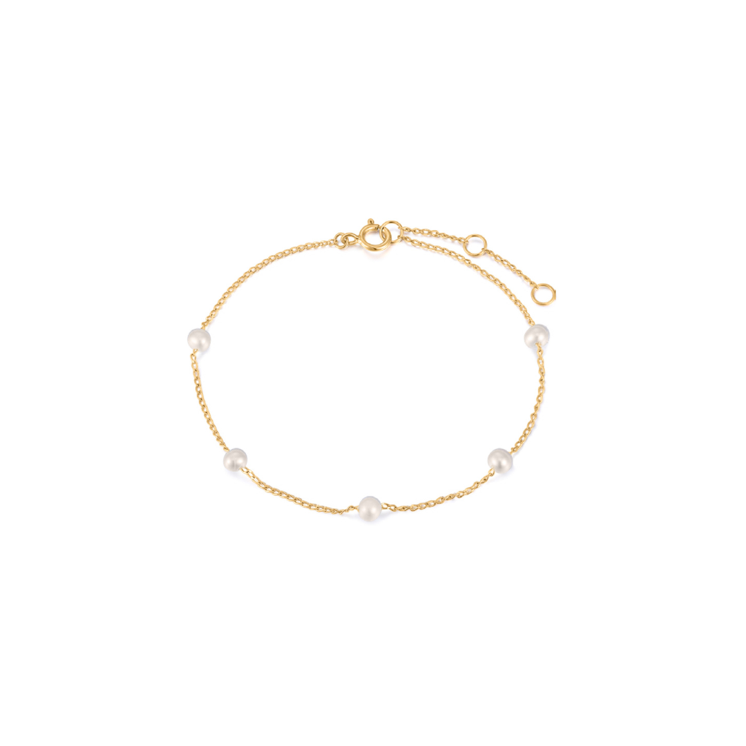 solid gold pearl bracelet 10k